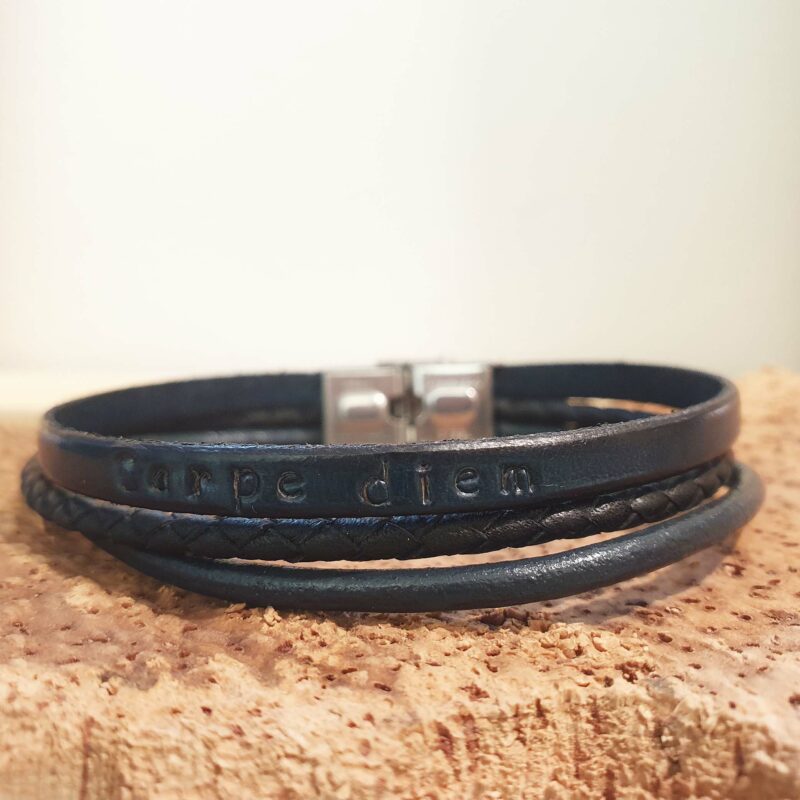 latitude 4202 - ethicorse - bracelet trois cuirs bleu