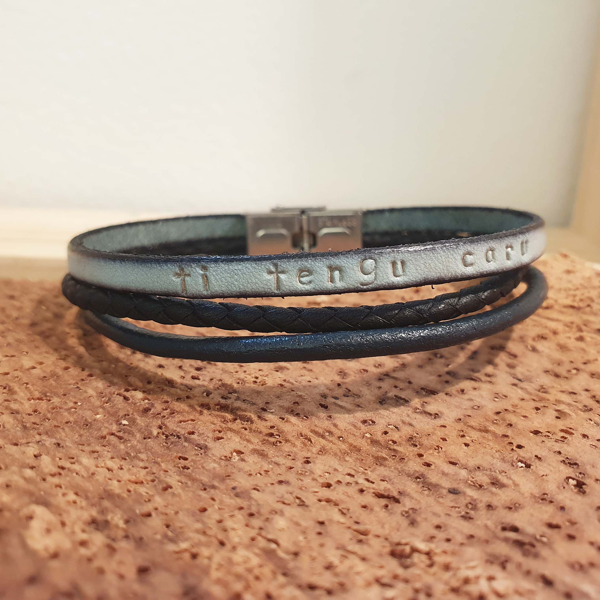 Bracelet cuir homme - Fermoir personnalisable fabrication Made in