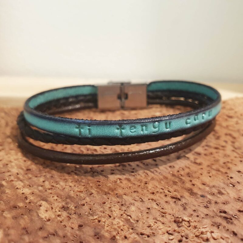 latitude 4202 - ethicorse - bracelet trois cuirs turquoise