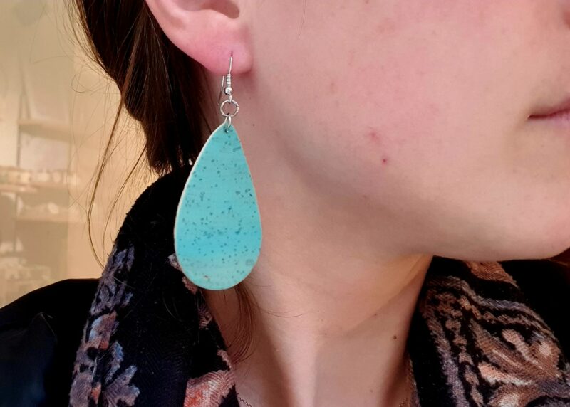 Boucles d'oreilles bleu 1 - liège corse - Serra liège - ethicorse